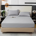 Miniatyrbilde 1 av 5: 3-delt sengetøysett i ensfarget, mykt, hudvennlig og pustende materiale, for soverom, maskinvaskbart (1*laken + 2*putevar, uten kjerne) [DB] Elegant Gray 120cm*200cm