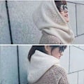 Miniatyrbillede 5 af 5: Dame Vinterhue Cashmere Kvinde Strikket Hætte Halstørklæde Balaclava til Kvinder Vindtæt Varm Uldhue [Db] Red