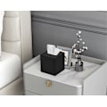 Miniatyrbild 4 av 5: Servettbox Fyrkantig PU Läder Ansiktsservettboxhållare för Sminkbord Badrumsinredning -Qin [DB] Black