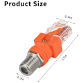 Miniatyrbilde 2 av 5: Koaksial til Ethernet-adapter, 4-pakning RF F-hunn til RJ45-hann konverterer for tester {Db} Orange