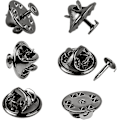 Miniatyrbillede 1 af 4: 120 Par Butterfly Clutch Tie Tacks Nålbag Compatible med 8mm Lange Blanke Pins til Håndværk (sølv) Db Black