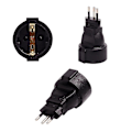 Miniatyrbilde 2 av 5: Sveitsisk 3-pinners rund til EU standard 16A 250V strømforsyningsadapter hann til hunn [Db]