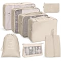 Miniatyrbilde 1 av 5: 8 stk. pakkekuber for koffert, lette koffertpakningsorganisatorer, pakkekuber for reisetilbehør DB Beige