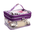 Miniatyrbillede 2 af 5: Transparent PVC Makeup Taske Bærbar Vandtæt Toilettaske Stor Kapacitet Lynlås Kosmetik Taske DB Deep Purple Double Layer