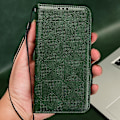 Pikkukuva 4 / 5: Asus ROG Phone 7 5G -puhelimelle lompakkokotelo PU-nahkaa, kolmiokuvioitu jalustakotelo [DB] Green
