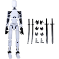Miniatyrbild 1 av 3: T13 Actionfigur, Titan 13 Actionfigur, 3D-tryckt multiledat rörlig T13 Actionfigur, Lucky 13 Actionfigur Skrivbordsdekor Present Db White