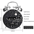 Miniatyrbild 3 av 5: Hög Larmklocka För Tunga Sovmorgnar Vuxna, 4 Tum Tyst Tickfri Kvarts Med Bakgrundsbelysning, Dubbelklocka (blå) - CHUN db