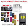 Pikkukuva 2 / 4: Beninca To Go 2wv 4wv 2va 4va Cupido-2 Cupido-4 Garage Door Remote Control Replacement 433.92mhz Rolling Code Pilot Beninca Gate(2pcs BENINCA)