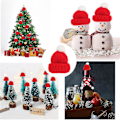 Miniatyrbilde 5 av 5: 20 stk Mini Strikket Julehatt, Mini Julehalsduk, Mini Julehatt, DIY Julehatt For Dukketilbehør, Vinflasker, Jule-Go DB
