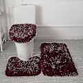 Pikkukuva 1 / 5: 3 kpl / sarja Liukumaton Pehmeä Kylpyhuoneen Jalusta Matto WC-kannen Matto Kylpyhuoneen Matto Pestävä [DB] wine red (solid color)