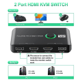 Miniatyrbilde 5 av 5: 4K KVM-svitsj USB-kompatible svitsjer for 2 datamaskiner Del tastatur, mus, skriver og skjerm, Su [DB]