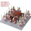 Miniatyrbillede 1 af 5: Mini actionfigurer af middelalderlige riddere, byggeklodser, romersk stridsvogn, karet, soldat, krigshest, klodser, legetøj til børn, gave Db Set 32
