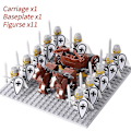 Miniatyrbillede 1 af 5: Mini actionfigurer af middelalderlige riddere, byggeklodser, romersk vogn, karet, soldat, krigshest, klodser, legetøj til børn, gave Db Set 30