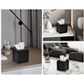 Miniatyrbild 3 av 5: Servettbox Fyrkantig PU Läder Ansiktsservettboxhållare för Sminkbord Badrumsinredning -Qin [DB] Black