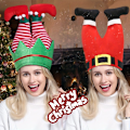 Miniatyrbillede 2 af 5: Røde Sjove Jule Beanie Party Hatte - Elf Bukser Julemand Hat Til Jul Grim Trøje Fest db 2 Clown Leg Hat