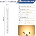 Pikkukuva 2 / 5: 6 kpl R7S Halogeeni Lamput 118mm 240W 230V, J118 Turvallisuuslamppu Lineaarinen Valokeila Lamput, Himmennettävä, 2700K Lämmin Valkoinen, 4650lm [DB]