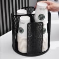 Miniatyrbilde 1 av 4: Kaffe Kopp & Lokk Organizer Engangskopp Dispenser 4 Rom Oppbevaringsstativ [DB] White