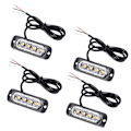 Miniatyrbilde 1 av 5: 4 stk 4 LED Amber Recovery Strobe Lys 12V 24V Orange Grill Nedbrudd Blinkende db Black