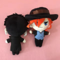 Miniatyrbild 4 av 5: Anime Bungou Stray Dogs Plyschdjur Dazai Osamu Plyschleksak Chuuya Nakahara Stoppade Dockor Mjuk Figur Barn Födelsedag Jul Present [DB] Dazai Osamu Black