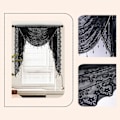 Miniatyrbilde 4 av 5: Svart perlekant-gardin med fossestil, lett og pustende, enkel installasjon, luksuriøs, liten vindusgardin, halvtransparent, fossestil, Db Grey L
