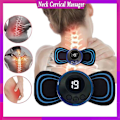 Miniatyrbillede 2 af 5: EMS Nakkemassageapparat Genopladelig Cervikal Massage Sticker Patch 8 Tilstande 19 Gear Pulserende Terapiinstrument Tens Muskelstimulator Smertelindring [db] 1 Machine+2 Patch