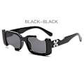 Pikkukuva 1 / 4: Hip-hop Neliö Aurinkolasit Naiset Miehet Off Notch Reikä Design Valkoiset Aurinkolasit Siniset Naiset Vintage Shados Silmälasit UV-suoja_LL_a05 [db] Black gray