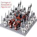 Miniatyrbillede 1 af 5: Mini actionfigurer af middelalderlige riddere, byggeklodser, romersk vogn, karet, soldat, krigshest, klodser, legetøj til børn, gave Db Set 06