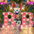 Miniatyrbild 4 av 5: Sinknap LED-bokstavsljus Glitter Alfabetsskylt med upphängningshål Nattljus Fest Bröllop Heminredning LED-ljus [DB] F