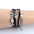 Miniatyrbillede 3 af 5: Armbånd Harry P-otter Deathly Hallows Faux Læder Flettet Legering Multilayer Flettet Armring Smykker DB