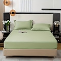 Miniatyrbilde 3 av 5: 3-delt sengetøysett i ensfarget, mykt, hudvennlig og pustende materiale, for soverom, maskinvaskbart (1*laken + 2*putevar, uten kjerne) [DB] Light Khaki 120cm*200cm