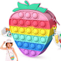 Miniatyrbild 1 av 5: Pop Bag, 2 i 1 Push Pop Bubble Handväska, Fidget Leksak Crossbody Väska, Regnbåge Silikon Sensorisk Leksak Messenger Väska (Jordgubbe) Db