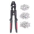 Miniatyrbillede 1 af 3: 1 stk. Wire Rope Crimping Tool Fiske Crimping Tool Med 180 stk. Aluminium Dobbelt Tønde Ferrule Crimping Loop Sleeve Tube