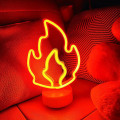 Miniatyrbillede 2 af 5: Flamme Neon LED-skilt, ild Neon-lys med base Værelse Dekor LED-lampe USB/batteridrevet Flammende Neon Kunstsilt til soveværelse Bryllup [DB]