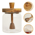 Pikkukuva 2 / 3: Db Glass Honey Pot Home Kitchen Honey Jar With Wooden Dipper And Lid Honey Container 13.5X9X9CM