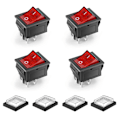 Miniatyrbillede 1 af 5: 4-polet 2-positions vandtæt LED-oplyst vippekontakt, mini vippekontakt til båd, DPST AC 250V 16A 125V 20A, rød