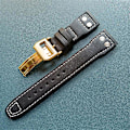 Miniatyrbillede 3 af 3: Til IWC Studded Læder Urrem Foldespænde i Hoved Oksehud 21mm [db] Black 22mm