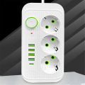 Miniatyrbild 4 av 5: Vit 2M EU-kontakt Multi-Standard Uttag Förlängningssladd Strömremsa med USB Typ-C Snabbladdning Nät DB White