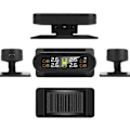 Pikkukuva 3 / 5: Aurinkovoimalla toimiva langaton USB TPMS auton rengaspaineen valvontajärjestelmä HD LCD-näyttö 4 ulkoista anturia rengaspaine [db] black