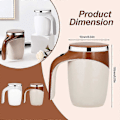 Miniatyrbild 4 av 4: Automatisk Magnetisk Självrörande Kaffemugg, Självblandande Kaffekopp i Rostfritt Stål med Lock för Kaffe, Mjölk db White