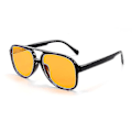 Pikkukuva 1 / 2: Retro Vintage 70-luvun Aviator Polarisoivat Aurinkolasit Kaksinkertainen Silta Kevyt Kehys Miehille ja Naisille (musta/keltainen) [DB]