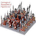 Miniatyrbillede 1 af 5: Mini actionfigurer af middelalderlige riddere, byggeklodser, romersk vogn, karet, soldat, krigshest, klodser, legetøj til børn, gave Db Set 07