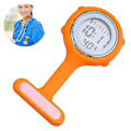 Miniatyrbillede 2 af 5: Elektronisk Multifunktionel Sygeplejerske Ur Silikon Sygeplejerske Ur Lysende Alarm Kronograf Digital Bryst Ur db Orange