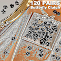 Miniatyrbillede 3 af 4: 120 Par Butterfly Clutch Tie Tacks Nålbagside Kompatibel med 8 mm Lange Blanke Pins til Håndværk (sølv) db Black