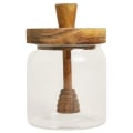 Pikkukuva 1 / 3: Db Glass Honey Pot Home Kitchen Honey Jar With Wooden Dipper And Lid Honey Container 13.5X9X9CM