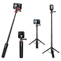Miniatyrbillede 1 af 5: VRIG TP-08 Udvidet Tripod Stativ Kompatibel med GoPro Hero 11/10/9 Justerbar Actionkamera Holder med Lanyard Interface {DB}