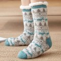 Pikkukuva 3 / 3: Naisten Sukkahousut Polveen Saakka, Ylimääräisen Paksu Fleece Vuorattu Pehmeät Mukavat Tossut Sukat db Lake Blue Deer