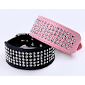 Miniatyrbild 3 av 5: Strass PU Läder Hundhalsband 5 Rader Diamant Bling för Stora Hundar 5cm bred [DB] Black m(61x5.0cm)