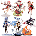 Miniatyrbillede 2 af 2: 17cm Genshin Impact Klee Hibana Knight Anime Figur Ganyu/keqing/paimon Action Figur Yae Miko/hu Tao Figurine Model Doll Legetøj Db 7pcs Per Set 7cm