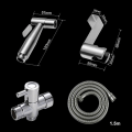 Miniatyrbillede 4 af 5: Bidet Toiletspray 304 Rustfrit Stål Med T-adapter 1,5m Ekstra Slange Og Holder Bidet Wc Håndbruser (t-adapter)