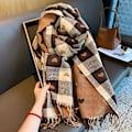 Miniatyrbilde 1 av 5: Stiligsk Hjertemønstret Dame-Sjal - Varmt, Vindtett Polyester Sjal for Kveldsdatoer & Bursdagsgaver, Perfekt Høst/Vinter Tilbehør db Khaki